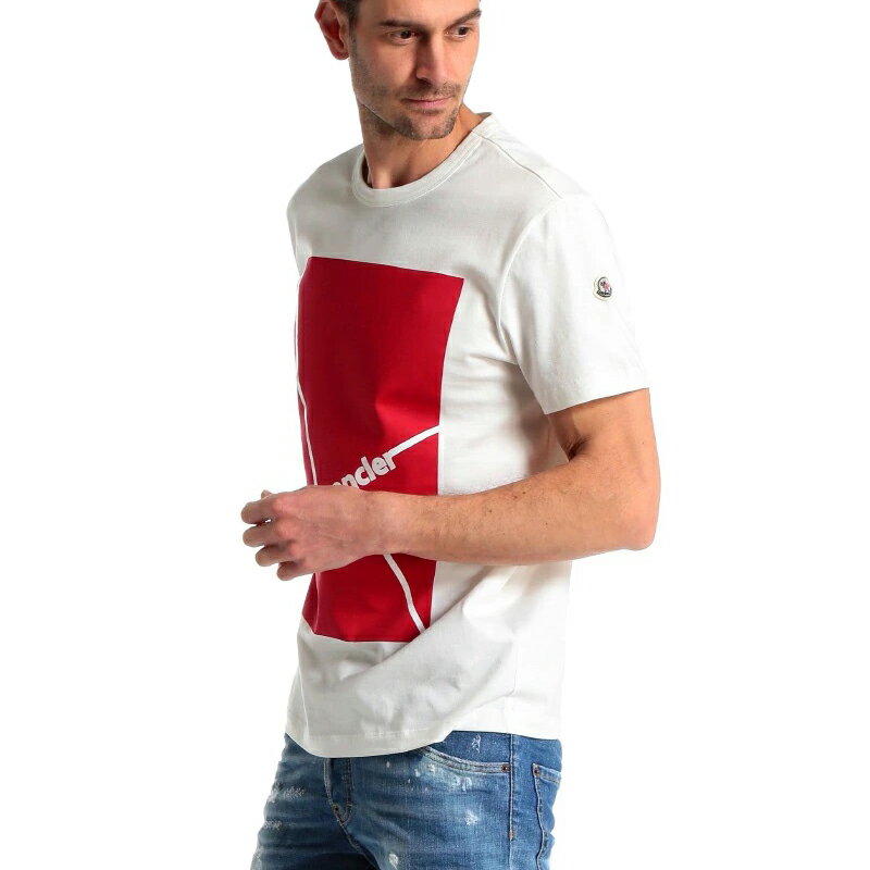 オンライン割引品 Moncler ホワイト ボックスロゴ Tシャツ Tシャツ/カットソー(半袖/袖なし)