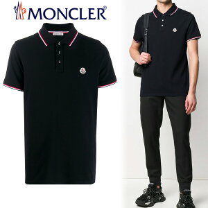 39 MONCLER モンクレール ダークネイビー トリコロールライン ロゴ 半袖 ポロシャツ 8A70300 84556