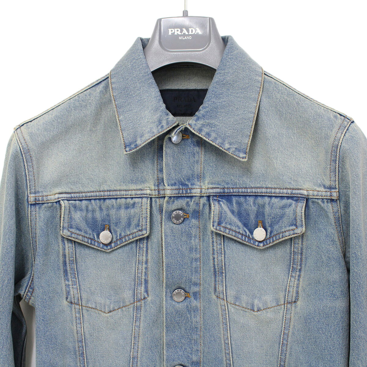 3 PRADA プラダ GEB227 12K1 LIGHT BLUE デニムブルゾン ジャケット