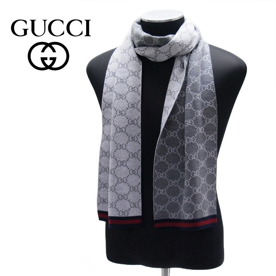 グッチ マフラー（レディース） 10 GUCCI グッチ グッチシマ マフラー ストール 男女兼用 WOOL100% グレー×グレー 325806 3G206