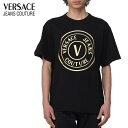 2 VERSACE JEANS COUTURE ヴェルサーチ ジーンズ クチュール 74GAHT05 CJ00T ブラック Tシャツ カットソー 半袖