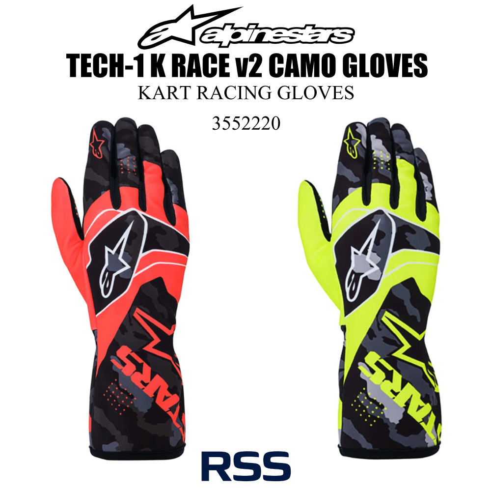 （旧モデル・在庫限り） alpinestars（アルパインスターズ） TECH-1 K R V2 CM GLOVES レーシンググローブ カート用 451 ORF/BK（オレンジフローブラック） Mサイズ 3552220