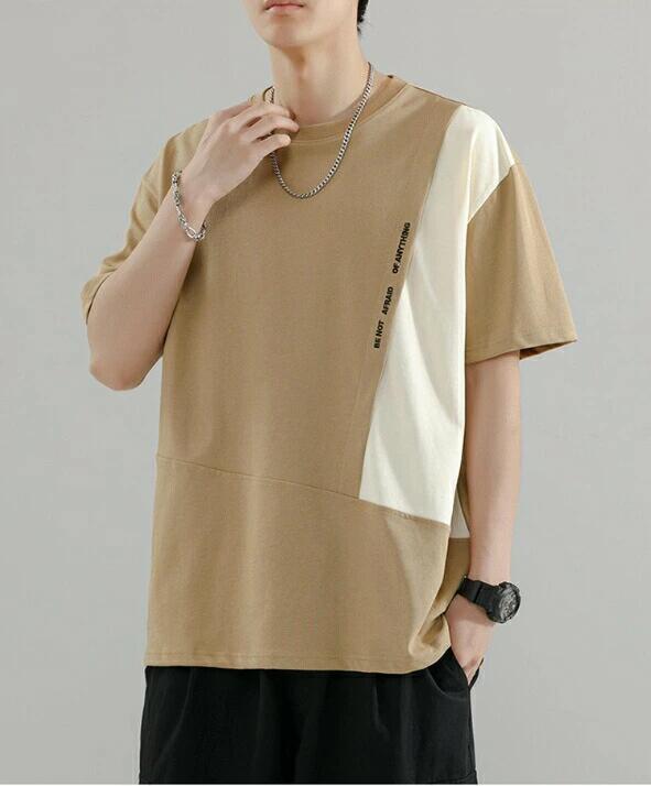 樂天商城 - 送料無料 接触冷感 Tシャツ メンズ 半袖 涼しい 夏服 かっこいい ティーシャツ アシンメトリー トップス オシャレ 配色切り替え はんそ