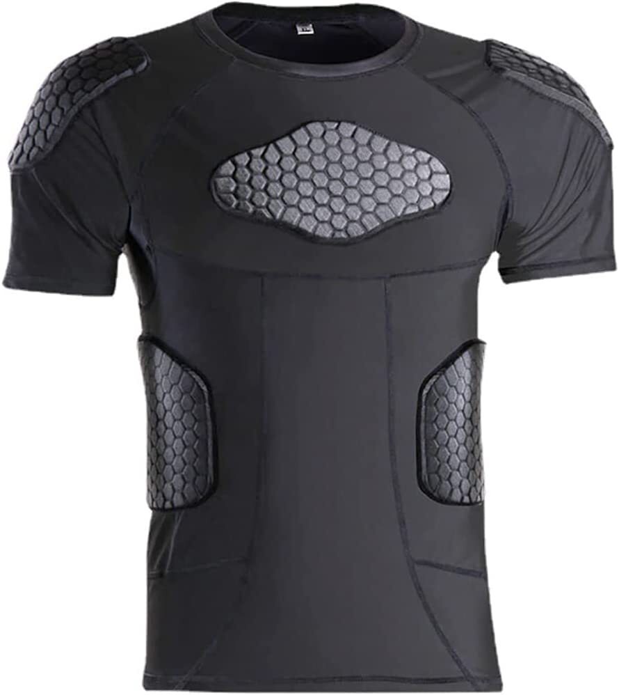 ボディープロテクター インナープロテクター メンズ 半袖 パッド入り スポーツウェア Tシャツ フットボール バスケットボール ラグビー