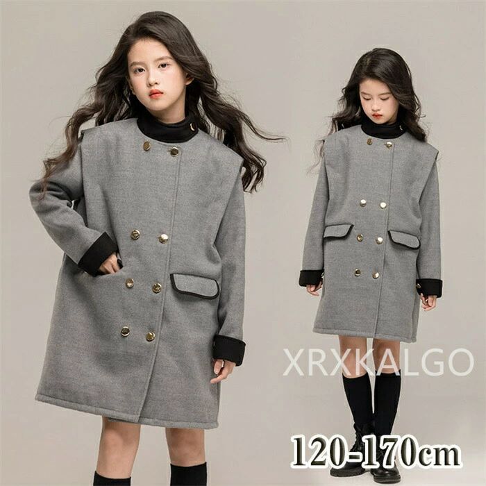 樂天商城 - sale10％長袖ジャケットワンピース キッズ ベビー 子供 子供服 キッズ服 女の子 秋 秋物 春服 春物 長袖 長袖ワンピース グレー 無地