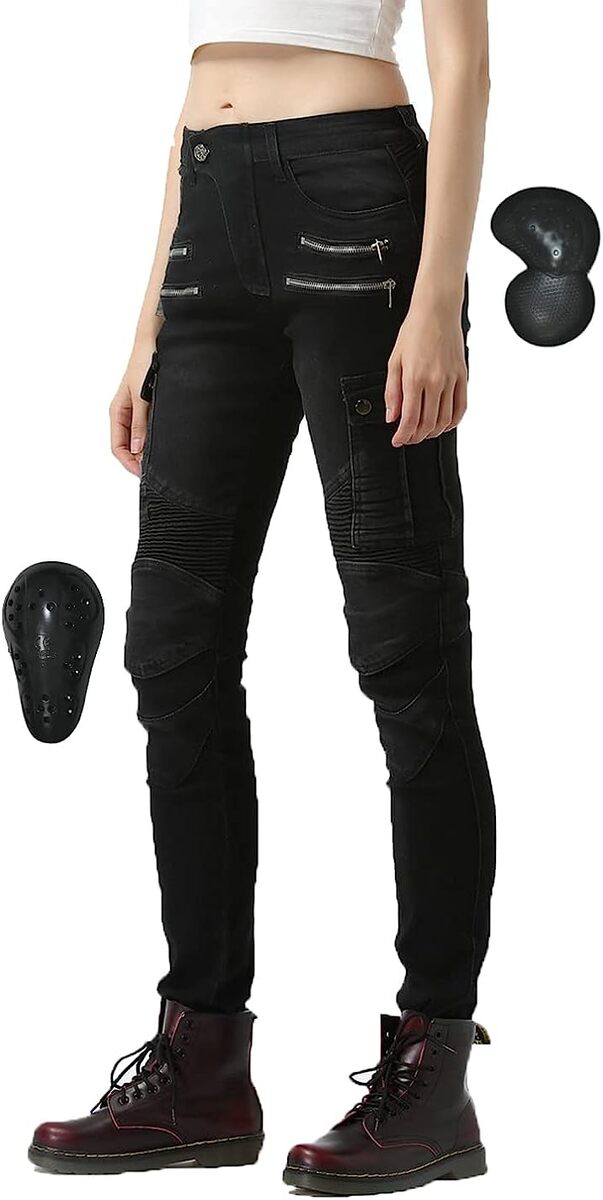 Rakuten - バイクパンツ レディース ライディングパンツ プロテクター付き ライダースパンツ ストレッチ 耐磨 バイクズボン バイクレディースパン