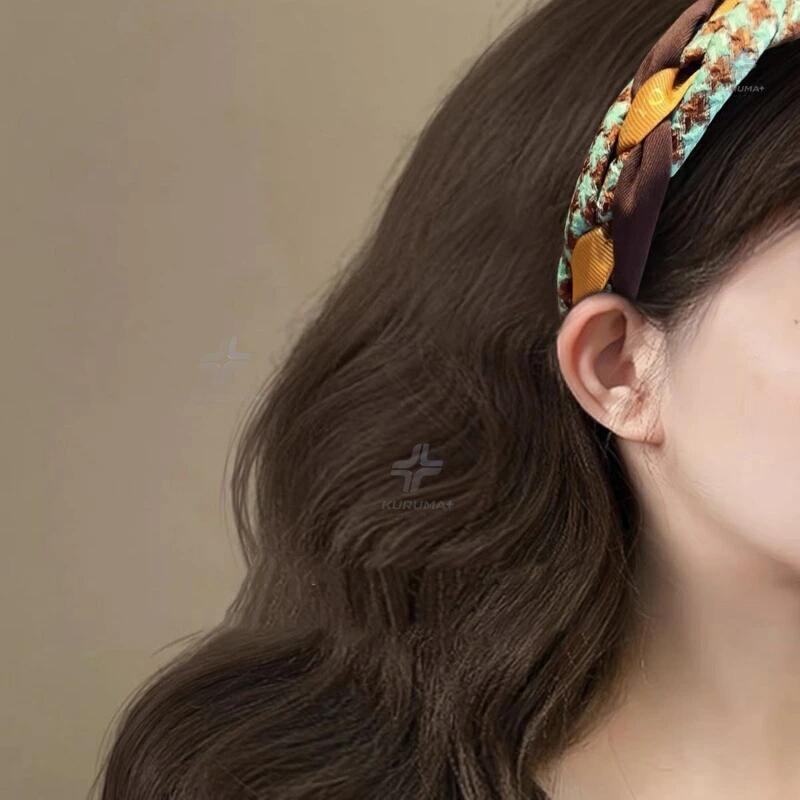 乐天商城 - ヘアバンド レディース カチューシャ おしゃれ 韓国風 千鳥柄 アラン編み ハイクラウン 高顱頂 レトロ ビンテージ フォトジェニック 通