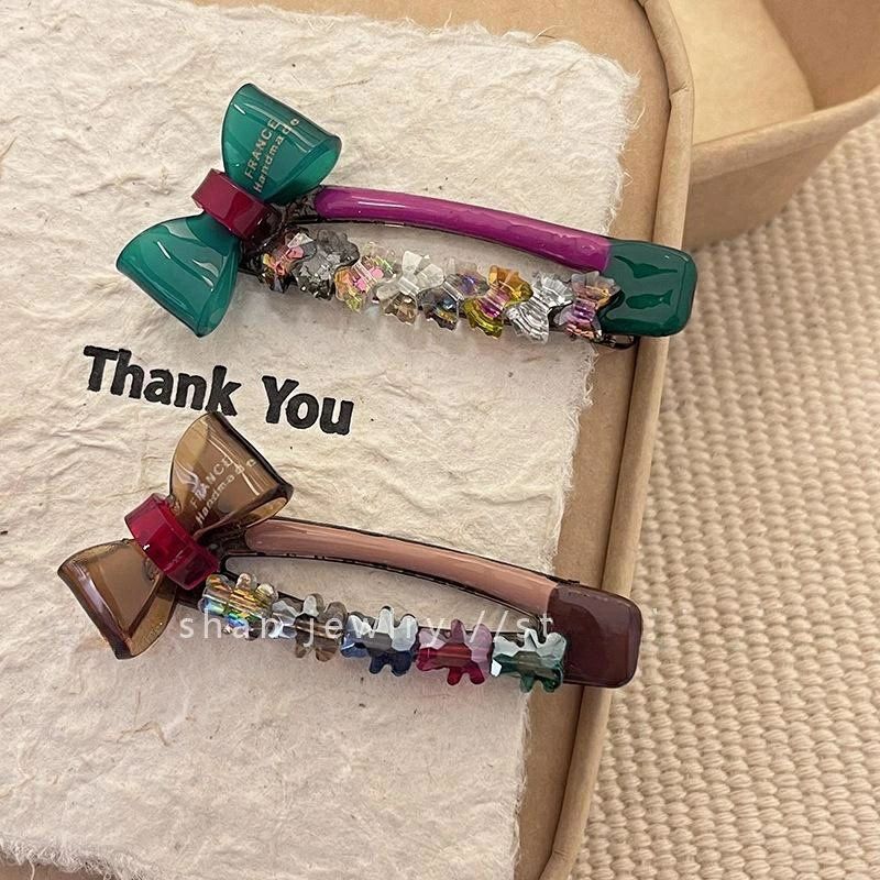 ヘアクリップ ヘアアクセサリー バレッタ ラインストーン ラウンドストーン シンプル デザイン 上品 オフィス 通勤 おしゃれ プレゼント