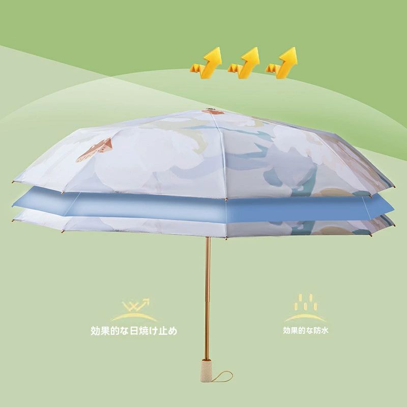 Rakuten - ネット赤単層両面プリント晴雨両用傘折り畳み男女高?値紫外線防止錆びない日焼け止め傘