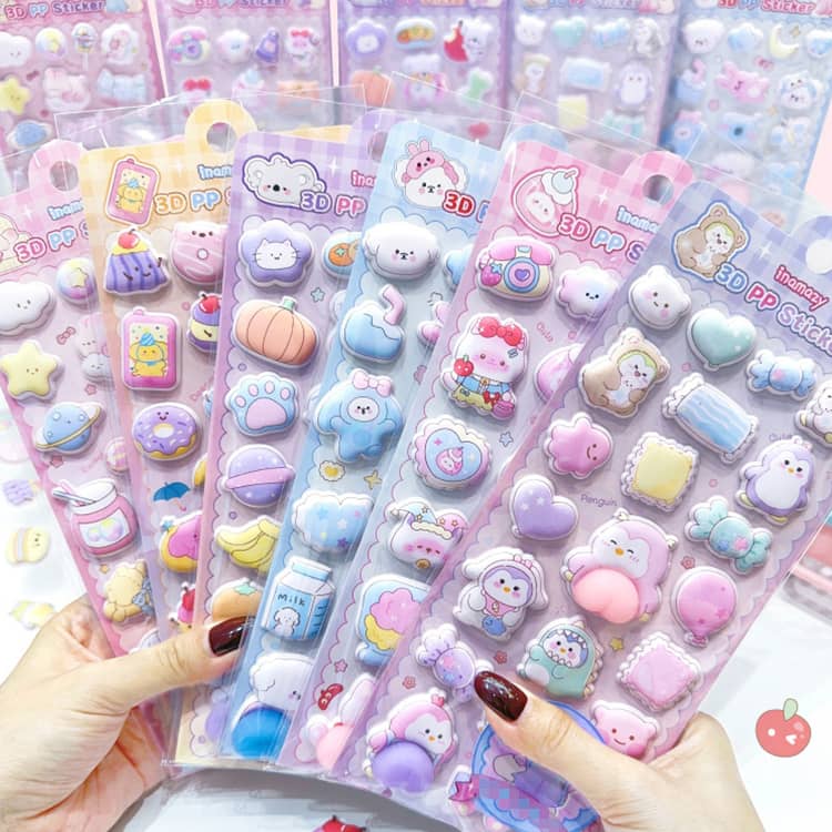 3Dシール おしりシール 動物 6枚セット 子供用 キッズ 女の子 男の子 ステッカー カートゥーン ぷにぷに かわいい 小学生 デコレーショ rsshopp-10003716 RSショップ楽天市場店 サンプル画像2