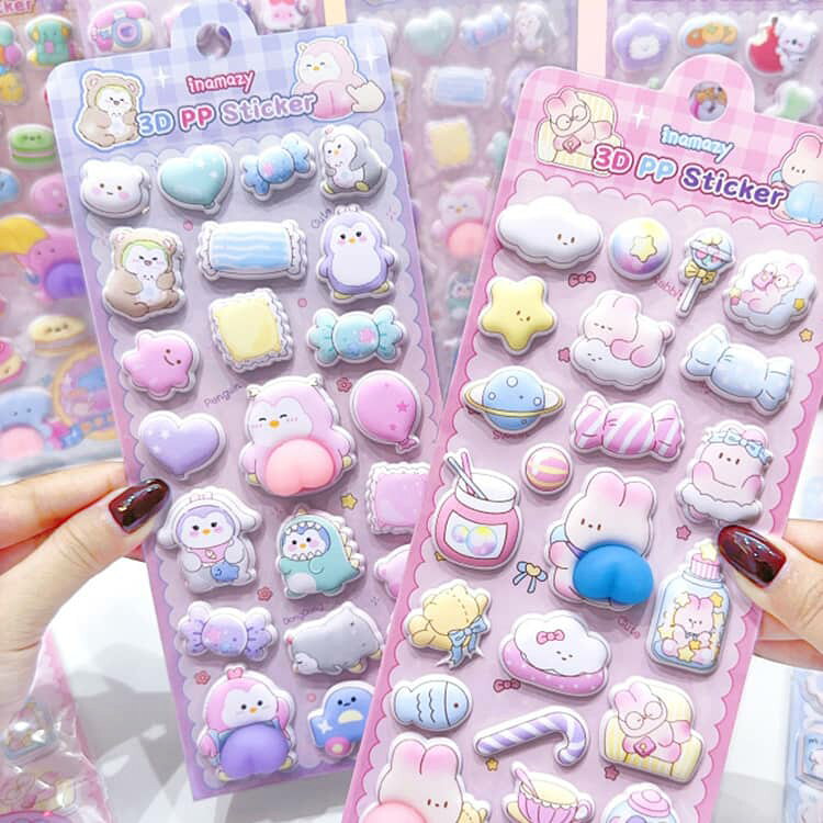 3Dシール おしりシール 動物 6枚セット 子供用 キッズ 女の子 男の子 ステッカー カートゥーン ぷにぷに かわいい 小学生 デコレーショ rsshopp-10003716 RSショップ楽天市場店 サンプル画像3