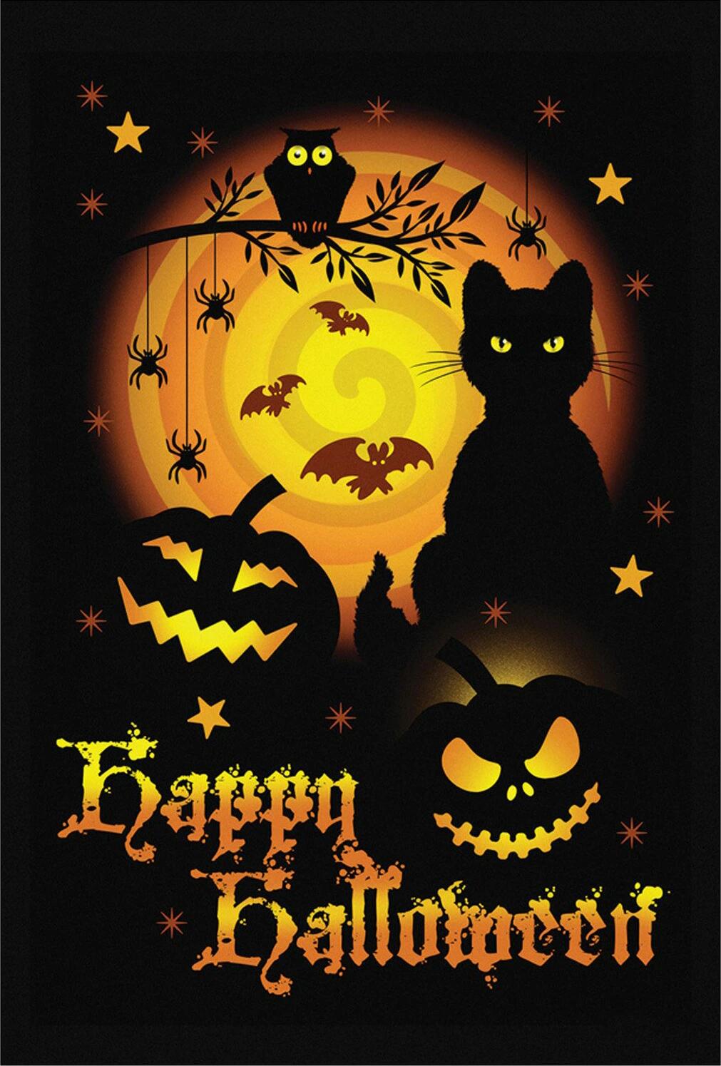 ダイヤモンドアート 5d ハロウィーン カボチャ 夜 ジャック?オ?ランタン 枯れ木 夜 ゴースト 幽霊 コウモリ 怖い フル ダイヤモンドアー