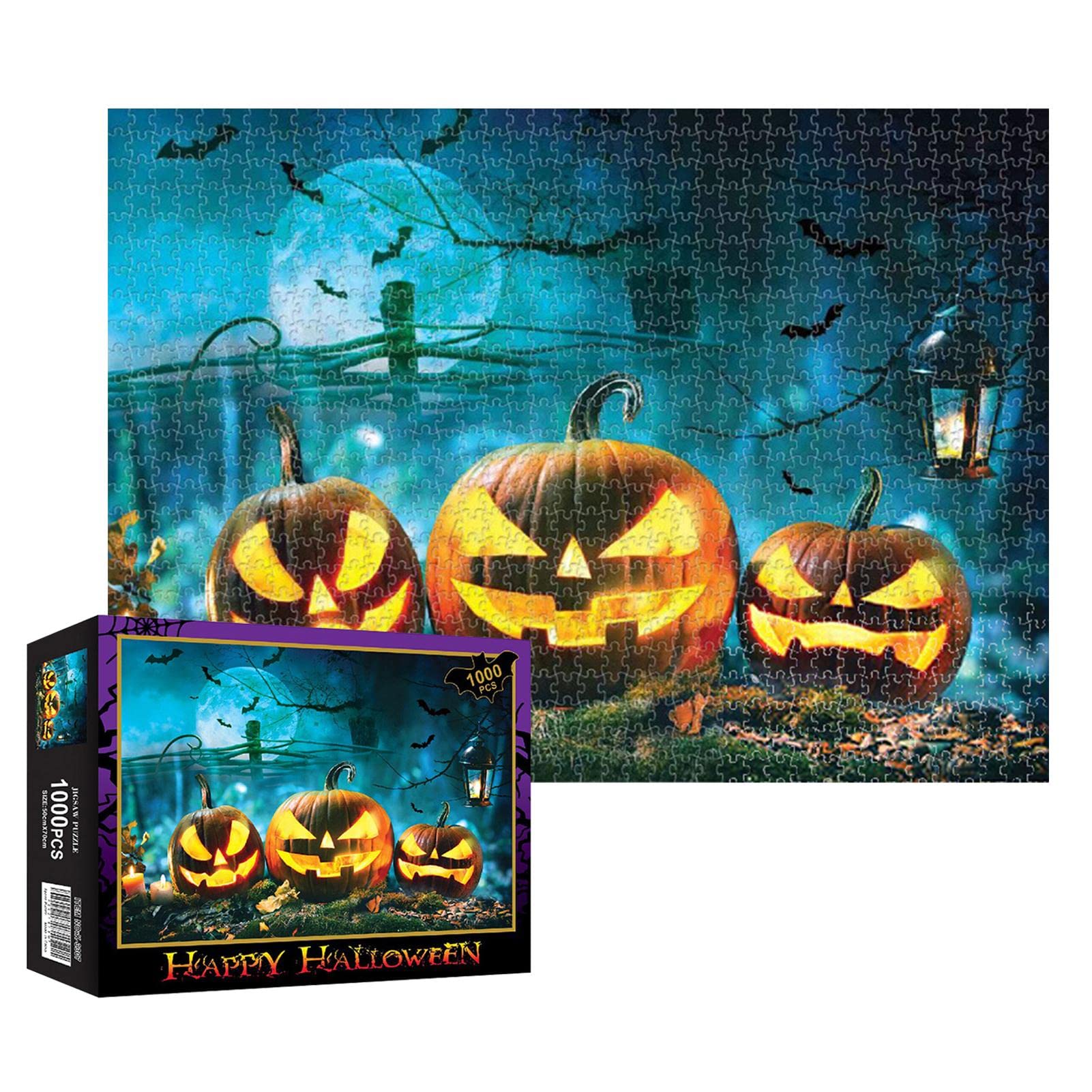 乐天商城 - ジグソーパズル 1000ピース ハロウィン カボチャ カボチャランタン 大人用 パズル 高級者向け ホームオフィス デコレーション おもち