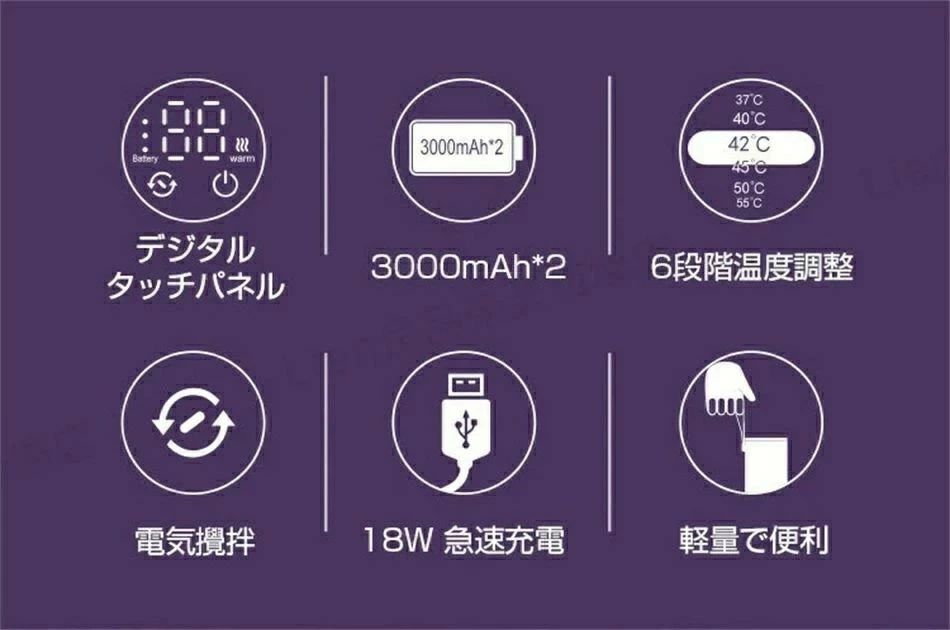 電気ケトル 速熱 カップ ウォーマー USB充電 加熱 保温 LCDディスプレイ 電気ポット キッチン用 水筒 車載用 プレゼント 敬老の日 6段階
