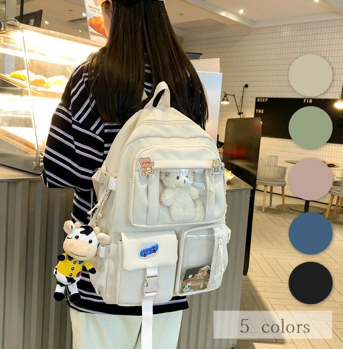 リュック レディース 大容量 クリア 透明 クリアポケット 透明ポケット リュックサック バックパック かわいい 可愛い おしゃれ 韓国 韓