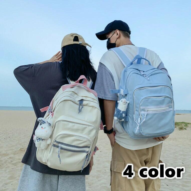 Rakuten - リュックサック リュック バックパック 男女兼用 メンズ 帆布 高校生 中学生 キャンパスバック 通学 シンプル カジュアル ホワイト ブラ