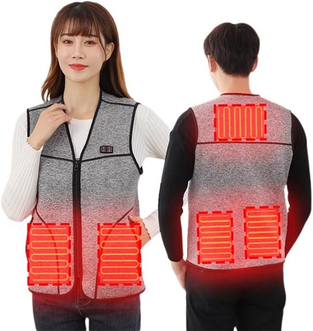乐天商城 - 電熱ベスト 5箇所発熱 ヒーターベスト 電熱ジャケット 男女兼用 USB給電 ヒータージャケット 防寒着 3段温度調整 洗濯可 裏起毛 軽量