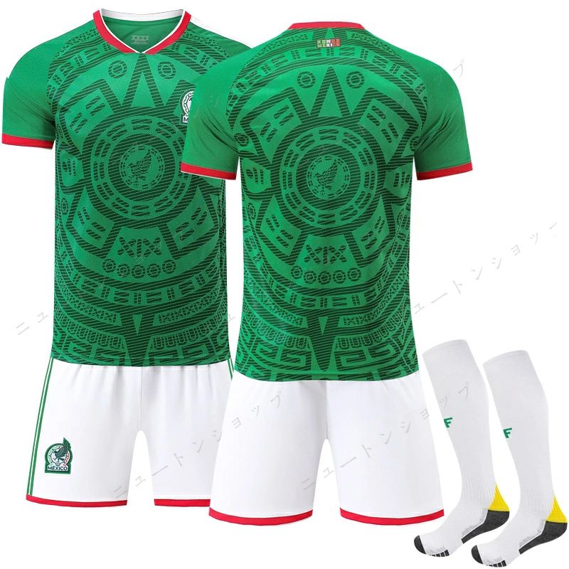 25-26 メキシコ代表 ホーム グリーン サッカーユニフォーム 9番 ラウール?ヒメネス 11番 ヒメネス 22番 ロサーノ サッカーウェア キッズ