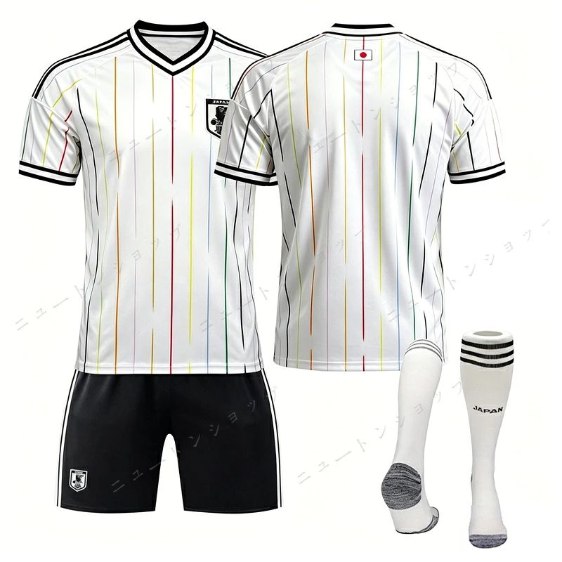 25-26 ベージュ サッカーユニフォーム 上下セット キッズ 大人用 半袖 サッカーウェア 3点セット ソックス付き スポーツウェア