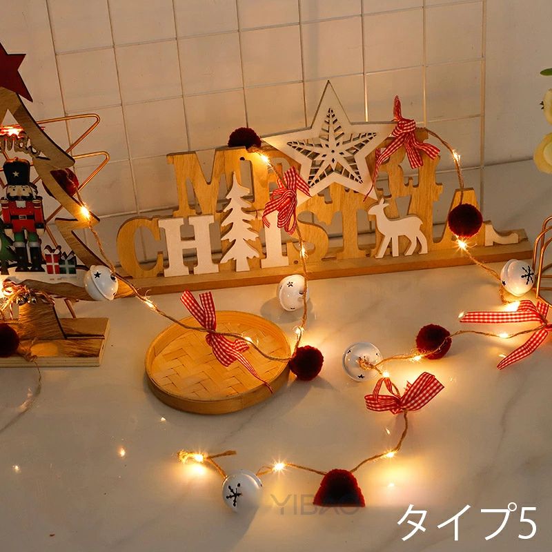 クリスマスライト クリスマスオーナメント 電飾 光るリボン イルミネーション LEDライト 光るガーランド ライト リボンライト 電池式 部