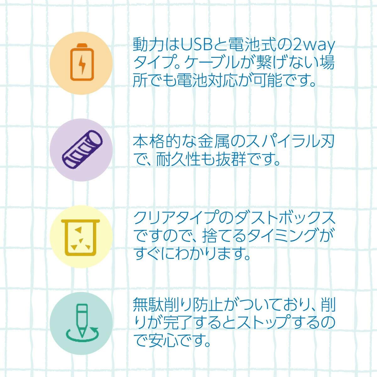 Rakuten - 電動鉛筆削り コンパクト 手動鉛筆削り 兼用 子供用 えんぴつ削り プレゼント おしゃれ かわいい デスク収納用