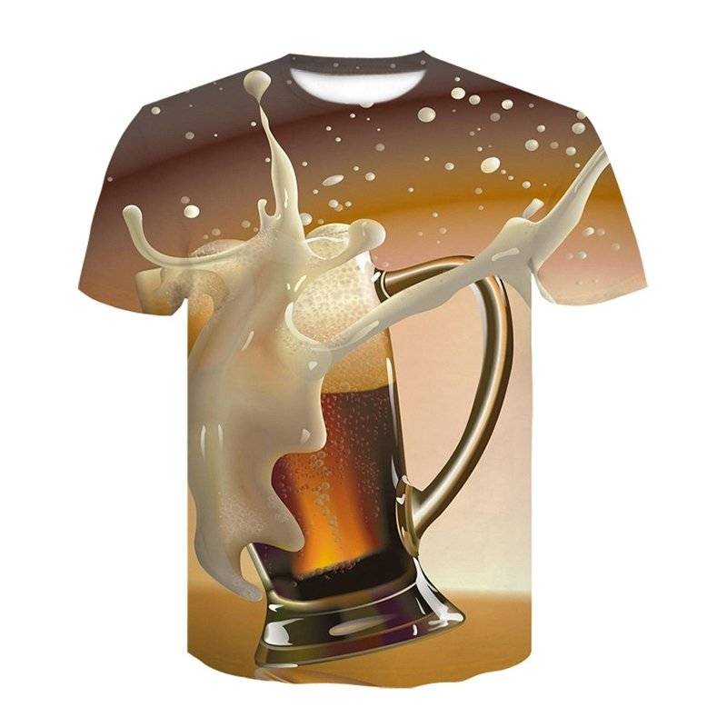 乐天商城 - 3Dデジタル印刷 メンズ ビール Tシャツ レディース 大きいサイズ カジュアル ゆったり 半袖 半袖 服 上着 夏