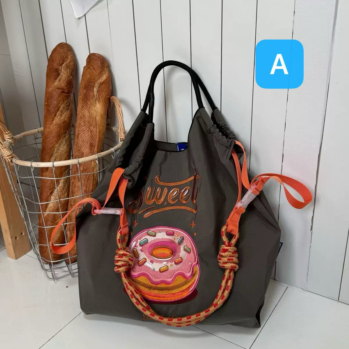 Rakuten - 新品 ボールアンドチェーン 刺繍 エコバッグ M/Lサイズ キャンバス 帆布バッグ 大容量 トートバッグ ナイロン 手提げバッグ 斜め掛けバッグ