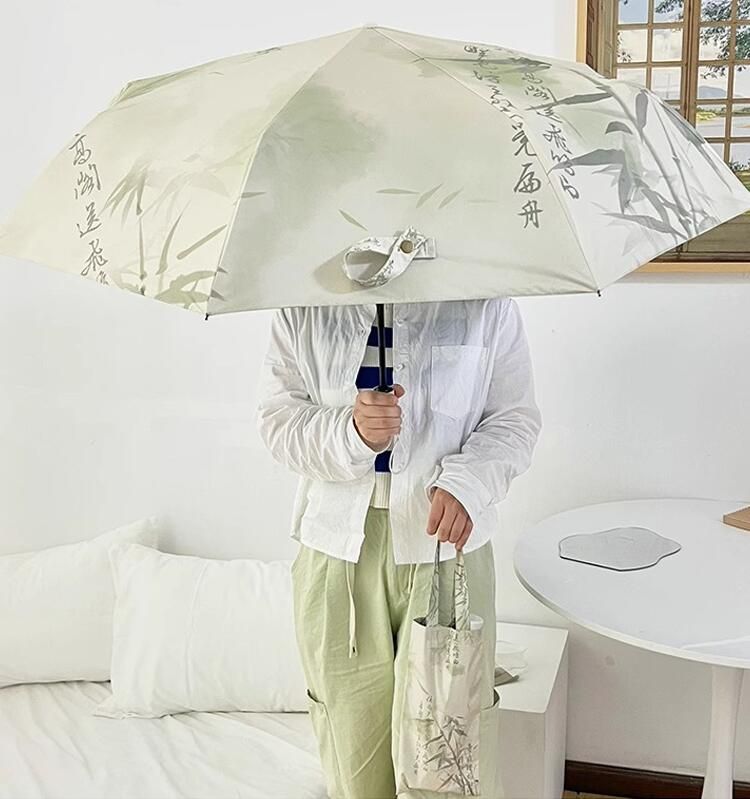 淡雅青竹シリーズ晴雨傘 竹柄 竹紋 晴雨兼用日傘 折り畳み傘 上品 折りたたみ レトロ 完全遮光 自動開閉 軽量 日よけ…