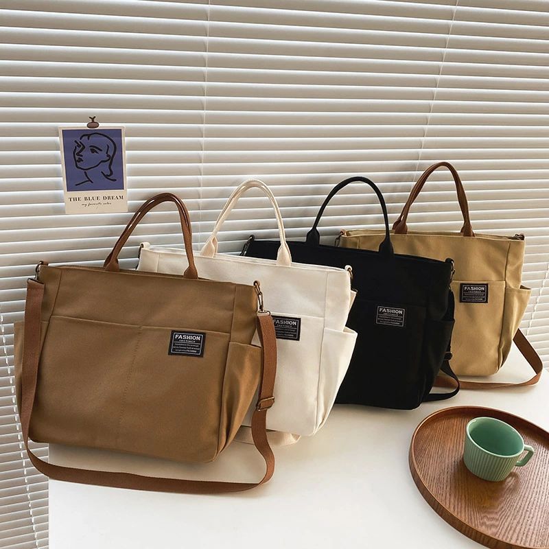 乐天商城 - トートバッグ キャンバス 2WAY ハンドルバッグ 切替え ショルダーバッグ キャンバストート 帆布 a4 レディース 無地 ポケットが多い