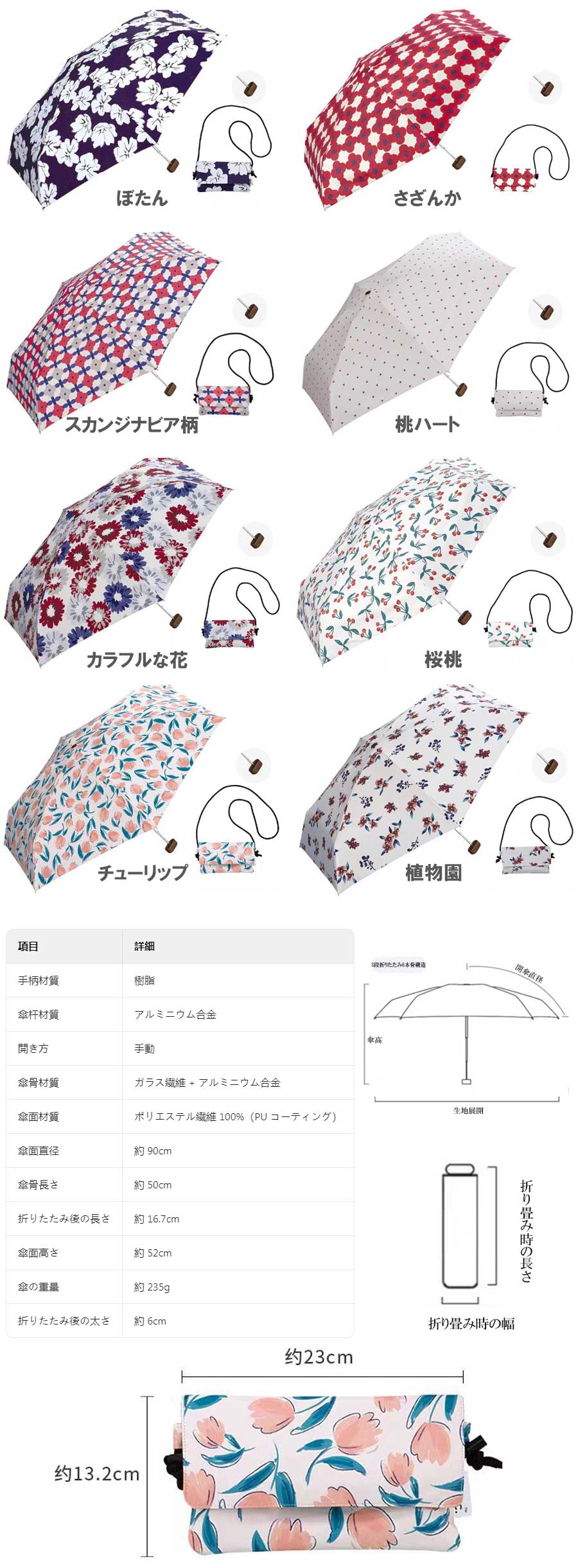 Rakuten - 日傘 折りたたみ 長傘 超軽量 6本骨 UV日傘 遮光 遮熱 耐風 晴雨兼用 かわいい 大き目 折り畳み傘 UVカット率約99% 放射冷却 母の日 プ