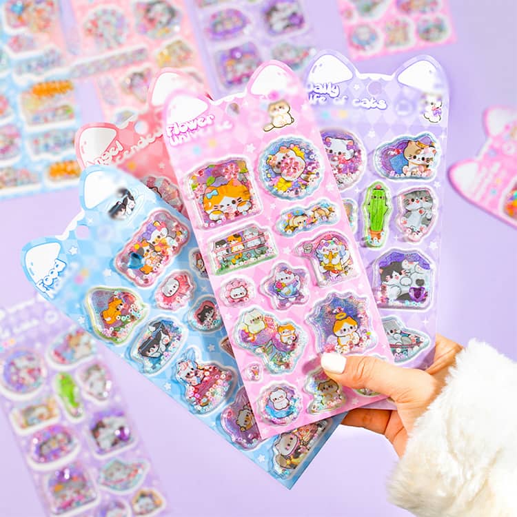 立体シール クリスタル シャカシャカシール 小学生 可愛い ラメ入り 香り付き ぷにぷに 可愛い ステッカー 4枚セット ぷくぷくシール 3d rsshopp-10006845 RSショップ楽天市場店 サンプル画像2
