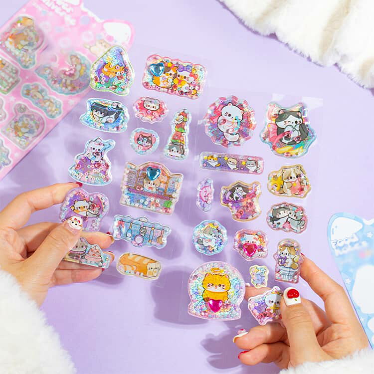 立体シール クリスタル シャカシャカシール 小学生 可愛い ラメ入り 香り付き ぷにぷに 可愛い ステッカー 4枚セット ぷくぷくシール 3d rsshopp-10006845 RSショップ楽天市場店 サンプル画像3