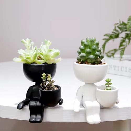 Crystal Products - 全5種 花瓶 鉢 陶器 セラミック 小人 かわいい アート デザイン ユニーク モダン おしゃれ 北欧 韓国 インテリア 観葉植物 多肉植物 ブ