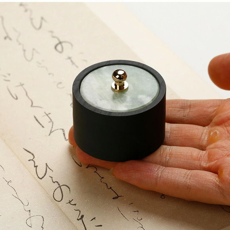 すずり 中国硯 書道用品 文房具 手のひら フタ付き 書道具 初心者 コンパクト 雑貨...