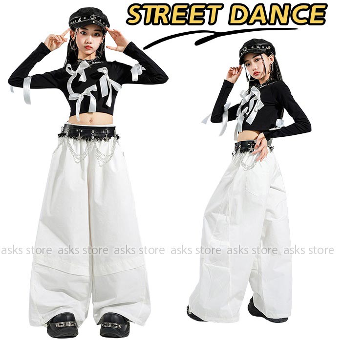 女の子ジャズダンス衣装 キッズ ジャズダンス ヒップホップ 長袖トップス へそ出し...