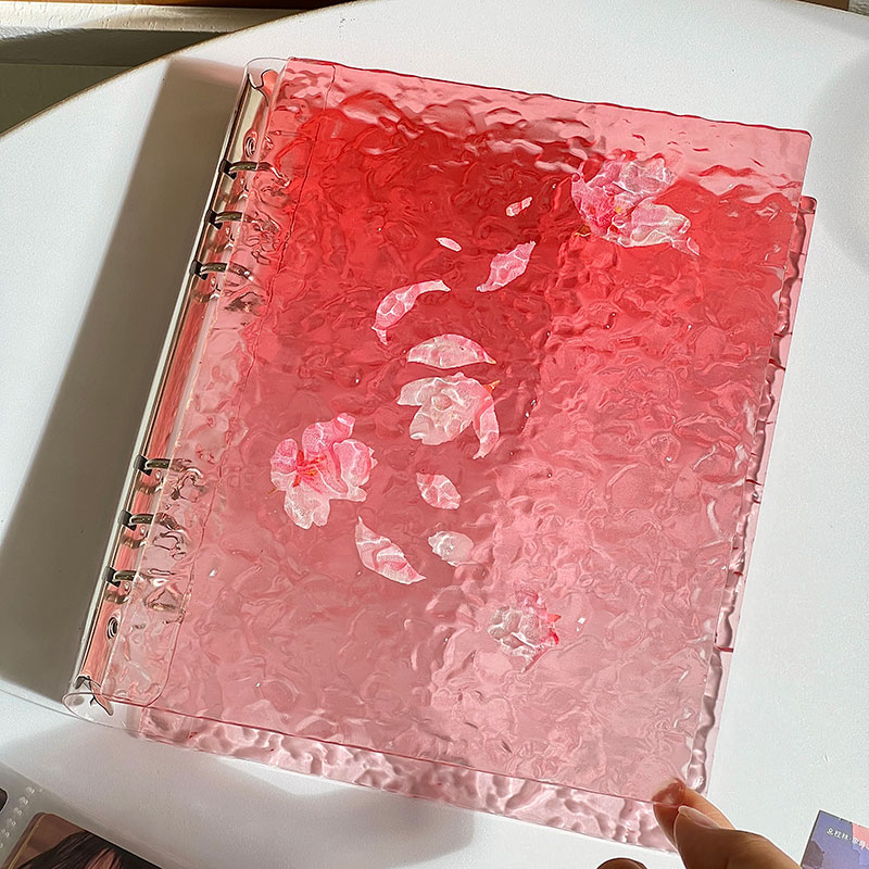 Rakuten - シール帳 バインダー 水の波紋 6穴 アクリル バインダーカバー はがせる 女の子 かわいい 手帳 シール台紙 コラージュノート シール収