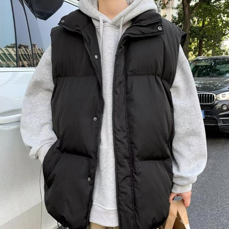 M-5XL 中綿ベスト メンズ 男女兼用 ベスト 無地 レディース 立襟 大きいサイズ 学生 アウター 防寒 保温 軽量 暖かい フェイクダウン