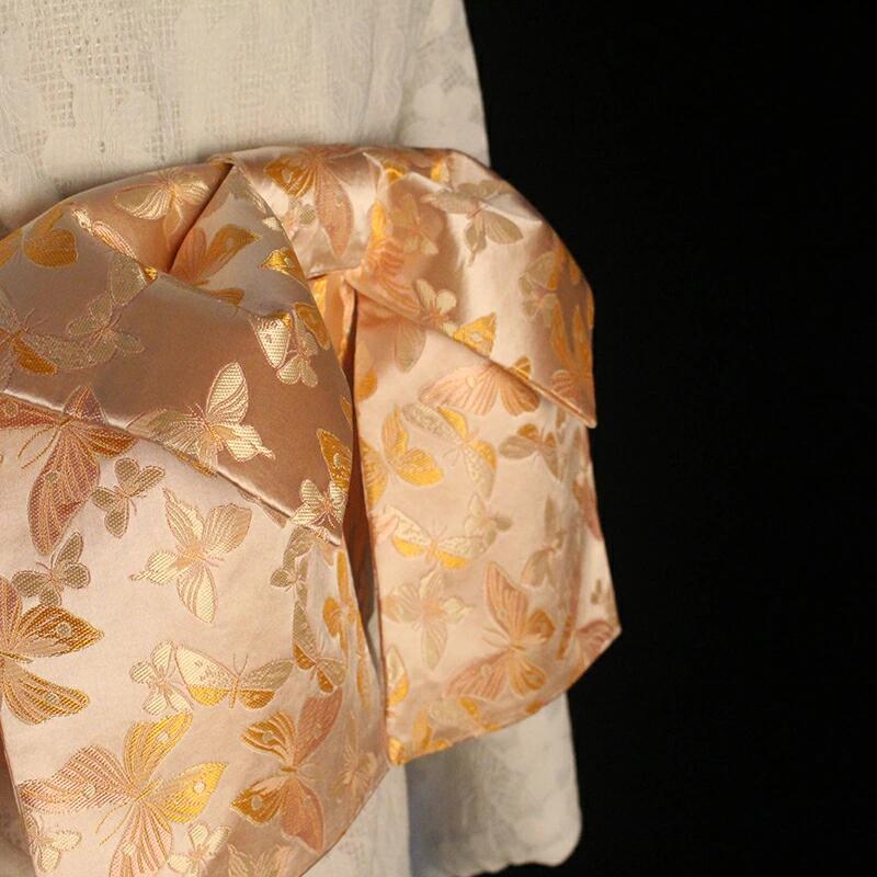 浴衣帯 作り帯 軽装帯 リボン型 ダマスク織 夏用 桜 お花見 祝い帯 作り帯 女の子 浴衣帯 単品 浴衣 つり帯 簡単着付け 夏祭り ゆかた用