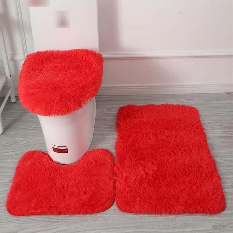 RSショップ楽天市場店のトイレマット マット セット 3点セット カバーセット シンプル 無地 モダン ナチュラル ふわふわ 吸水 速乾 抗菌 防臭 滑り止め 洗える｜アングル3