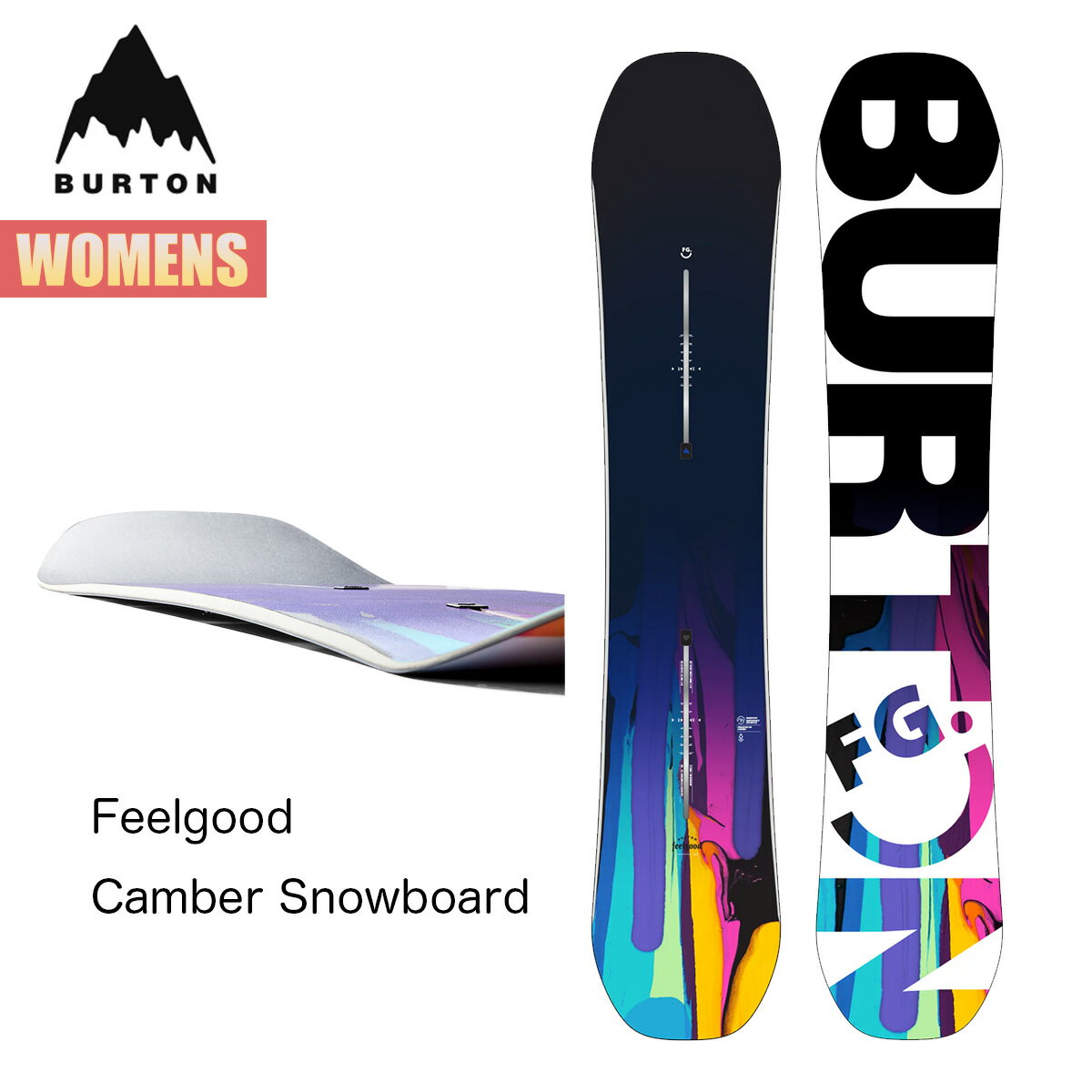 バートン スノーボード 板 レディース 23-24 Burton フィールグッド キャンバー W24JP-106911 Womens Feelgood Camber Snowboard ウィメンズ 142 146 149 152 オールマウンテン オールラウンド スノーボードギア 2023-2024 正規品