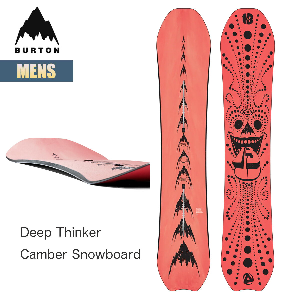 バートン スノーボード 板 メンズ 23-24 Burton ディープシンカー キャンバー W24JP-172001 Mens Deep Thinker Camber Snowboard 154 157 160 ディレクショナルシェイプ パウダーボード オールラウンド スノーボードギア 2023-2024 正規品