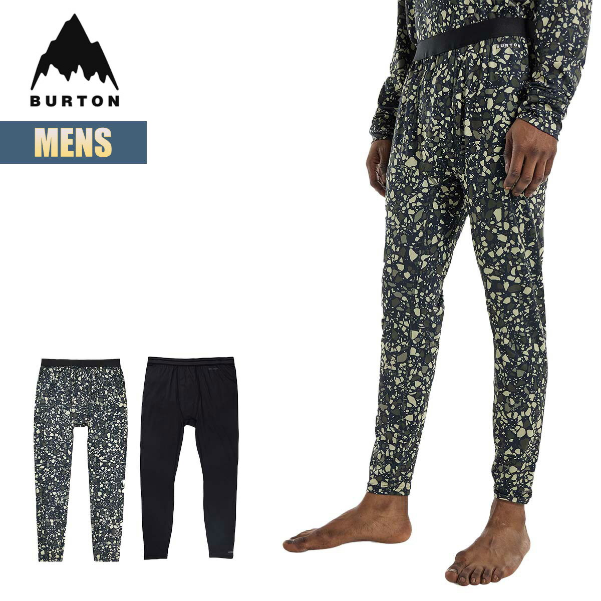 23-24モデルUS size商品■MEN'S BURTON LIGHTWEIGHT X BASE LAYER PANTS （メンズ バートン ライトウェイト エックス ベースレイヤー パンツ） 【カラー】 ・Sediment（ブラック/カーキ系） ・True Black（ブラック系） ※ロゴデザインが予告なく変更することがあります。あらかじめご了承ください。 ※柄の出方は生地の裁断により一点一点異なります。柄の繋ぎ目は全ては合っておりません。ご指定は出来ませんのでご了承の上お買い求め下さい。 ————————————————— 【サイズ目安】cm ・XXS = ウエスト69-74 / ヒップ85-90 / 股下83 ・XS = ウエスト74-79 / ヒップ90-94 / 股下83 ・S = ウエスト79-84 / ヒップ94-98 / 股下83 ・M = ウエスト84-89 / ヒップ98-103 / 股下83 ・L = ウエスト89-94 / ヒップ103-108 / 股下83 ・XL = ウエスト94-102 / ヒップ108-116 / 股下83 ・XXL = ウエスト102-112 / ヒップ116-126 / 股下83 ※ウエスト：自然な状態のウエスト周り。 ※ヒップ：ヒップの最も大きい位置。 ※股下：内腿の上からかかとの下まで。 ————————————————— 速乾性に優れたベースレイヤー。オールシーズン対応の透湿性を備え、いつでも快適に過ごせます。 どんな日でも。オールシーズン着られます。メンズ Burton ライトウェイト X ベースレイヤー パンツはアウトドアライフに欠かせない基本装備。シーズンパスのようなレイヤーです。透湿性と速乾性に優れているため、ライディングでもくつろぐときも、より長く、さらに翌日まで快適に過ごせます。 ●ピッタリとしたフィットですが、体との間に若干のスペースを残したスリムフィット ●常に快適な環境を提供するLiving Lining搭載ライトウェイト100 ●動作性を高める4ウェイストレッチ素材 ●優れた速乾性と透湿性 ●bluesign認証でバイオサイドを排除した防臭加工 ●bluesignの認証を受けた素材は、安全な化学薬品のみを使用し、製造工程における資源の保全、消費者や製造者の安全、空気と排水の清潔さなどの最高基準をクリアしています ●摩擦を軽減する柔らかい縫い目 ●ライフタイムワランティ対象 実質的な寿命までの期間、素材および製造上の欠陥がないことを保証します。誤用、乱用、事故、不注意、経年利用によるものと考えられる摩耗による破損は制限付きライフタイムワランティの対象外となりますが、修理可能な場合には妥当な代金にて修理を承ります。 ※素肌に着用する商品のため、交換・返品はできません。予めご了承ください。 ◆ヤマト運輸『クロネコゆうパケット発送商品』です◆ 『クロネコゆうパケット』はポスト投函のため、日時指定、代引きでのお支払いは対応していません。 ◎代引きでご注文される場合 ・代引き手数料￥330 ・￥3980(税込)未満の商品には送料￥770（北海道・離島￥1100） 別途ご請求となります。 ヤマト運輸が荷物を預かり、日本郵便に差し出し、日本郵便の配送網を活用して荷物をお届けいたします。荷物の追跡可能です。 商品を店舗から発送したのち、 3日～1週間ほどで、郵便局の配達員が郵便受けにお届けとなります。 ※お届け先が遠方や離島の場合、さらに日数を要する場合がございます。 ※商品の厚みにより箱と商品をバラして梱包させていただく場合がございます。 ■注意点 ◆画面上と実物では多少色具合が変わって見える場合もあります。ご了承ください。 ◆この商品は当店実店舗でも販売しております。 在庫数の更新は随時行っておりますが、お買い上げいただいた商品が、品切れになってしまうこともございます。 その場合、お客様には必ず連絡をいたしますが、万が一入荷予定がない場合は、 キャンセルさせていただく場合もございます。 あらかじめご了承ください。 ＊AIN＊ スノボ スノーボードウェア スノーウェア ウィンタースポーツウェア ファーストレイヤー インナー スノーボードウェアインナー インナーウェア 速乾 防臭 総柄 ワンポイント ブランドロゴ スノーボードブランドメーカー希望小売価格はメーカーカタログに基づいて掲載しています。