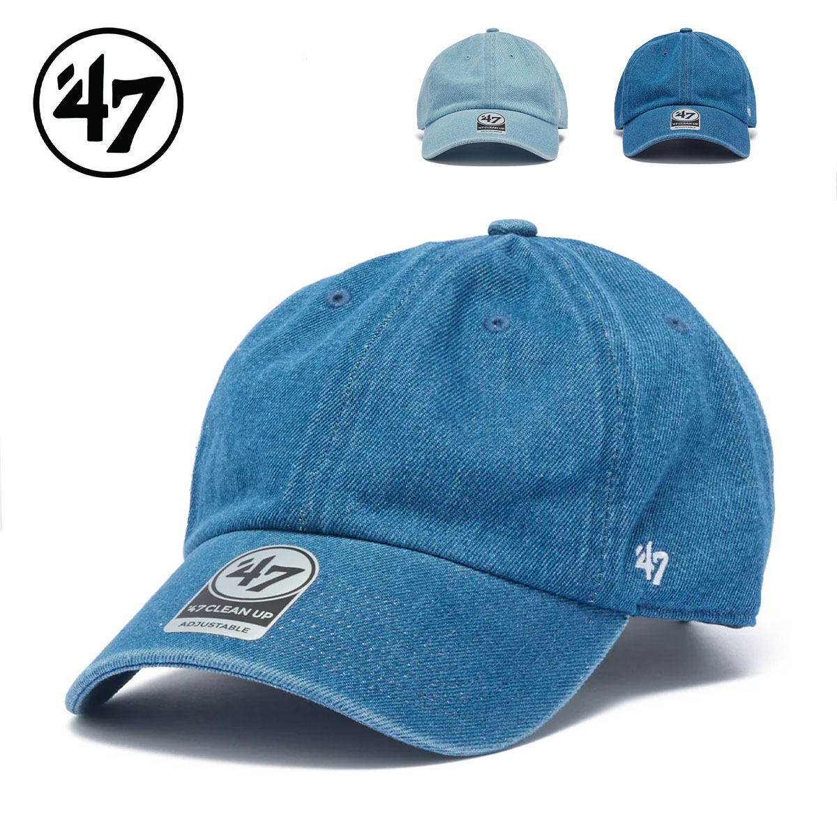 Rakuten - 【お買い物マラソンP5倍】’47 フォーティーセブン キャップ 帽子 クリーンナップ クラシック デニム 47BRAND CLEAN UP CAP Classic DENIM カーブバイザー サイズ調節 ウォッシュド加工 コットン ネイビー ライトブルー 14920388 14920389 2026 SS 春夏 正規品