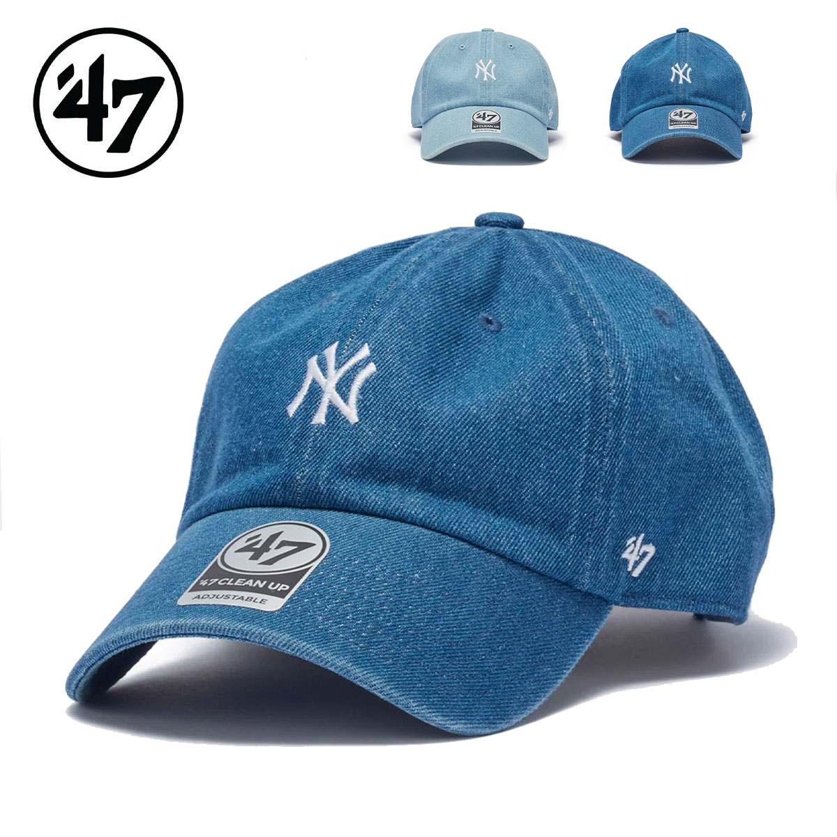 乐天商城 - ’47 フォーティーセブン キャップ 帽子 クリーンナップ ニューヨーク・ヤンキース デニム 47BRAND CLEAN UP CAP New York Yankees DENIM カーブバイザー サイズ調節 ネイビー ライトブルー 14920403 14920404 2026 SS 春夏 正規品