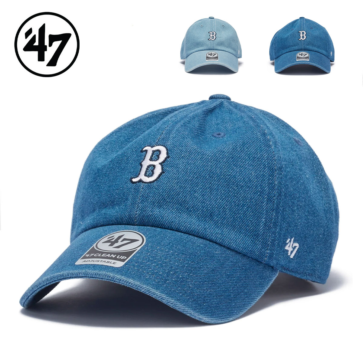 乐天商城 - ’47 フォーティーセブン キャップ 帽子 クリーンナップ ボストン・レッドソックス デニム 47BRAND CLEAN UP CAP Boston Red Sox DENIM カーブバイザー サイズ調節 ネイビー ライトブルー 14920410 14920411 2026 SS 春夏 正規品