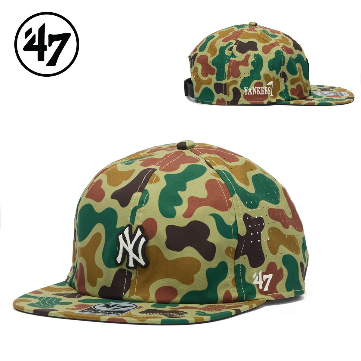 乐天商城 - ’47 フォーティーセブン キャップ 帽子 キャプテン RL brrr Pro ニューヨーク・ヤンキース ELEVATED GREENS 47BRAND CAPTAIN CAP バープロ カモ柄 カモフラ ゴルフモチーフ 接触冷感 速乾 迷彩 通気性 14920576 2026 春夏 SS 正規品