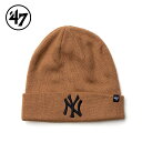 47 フォーティーセブン ニットキャップ ビーニー 帽子 ユニセックス 47BRAND ヤンキース カフニット キャメル Yankees Raised '47 Cuff Knit ニューヨーク 野球 刺繡ロゴ 折り返し ストリート RKN17ACE-QL 2023 正規品