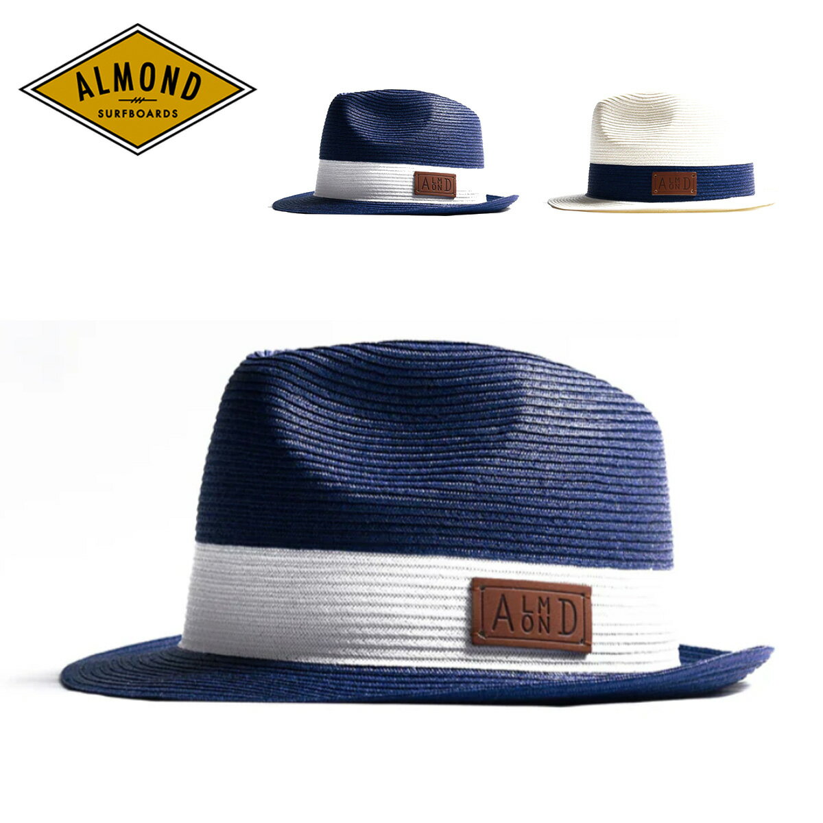 【6月1日限定P11倍】アーモンド 麦わら帽子 Almond Surfboards & Design PAPER BLADE HAT ストローハット サーフ カジュアル ネイビー ナチュラル ユニセックス メンズ レディース 日本製 海 リゾート HT9006 2024 春夏 SS 正規品