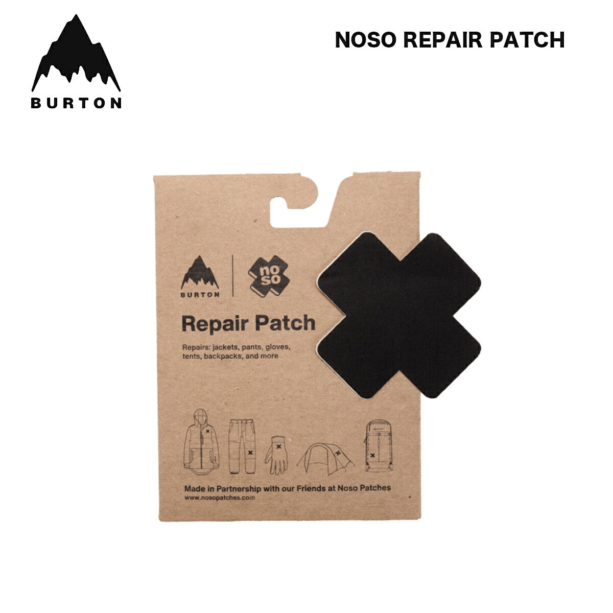 バートン 補修シール 26-27 Burton ノソ リペア パッチ noso Repair Patch 27WIN-241001 貼り付け スノーボードウェア グローブ バックパック 2026-2027 正規品