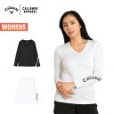 キャロウェイ ゴルフウェア レディース Callaway クールコア天竺Vネックインナーシャツ 吸汗 速乾 紫外線カット UVカット 冷却効果 レイヤード 長袖 アンダーシャツ ウィメンズ ブラック ホワイト シンプル C24932201 2025 春夏 SS 正規品